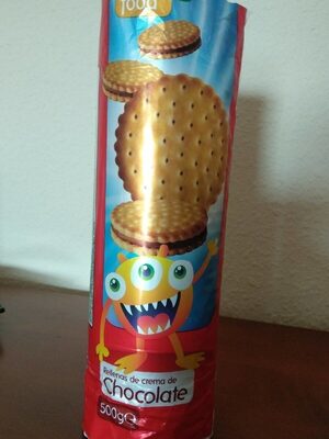 Galletas rellenas de crema de chocolate front packaging