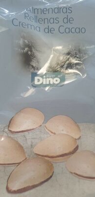 Almendras rellenas de crema de cacao front packaging