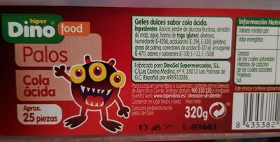 Dinos palos cola acida front packaging