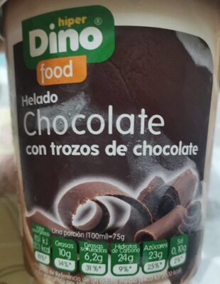 Helado chocolate con trozos de chocolate front packaging