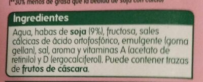 Bebida de Soja Light ingredients label