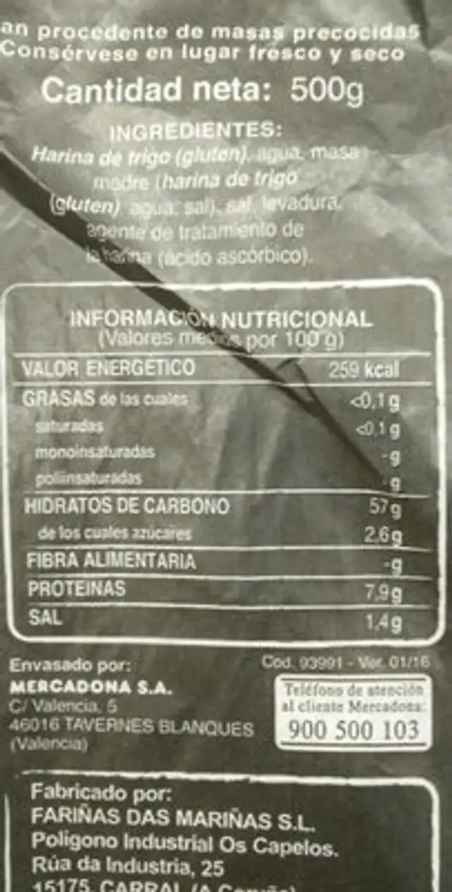 Bolo de carral nutrition facts table