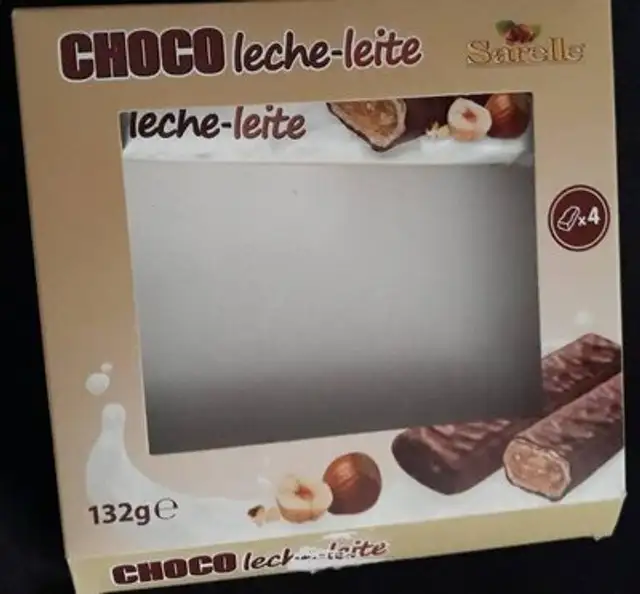Choco leche leite front packaging
