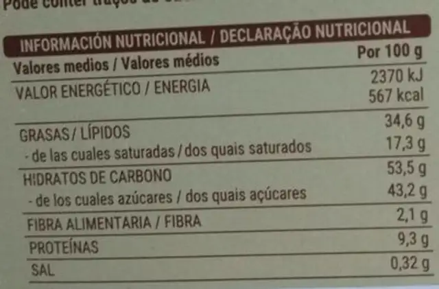 Choco leche leite nutrition facts table