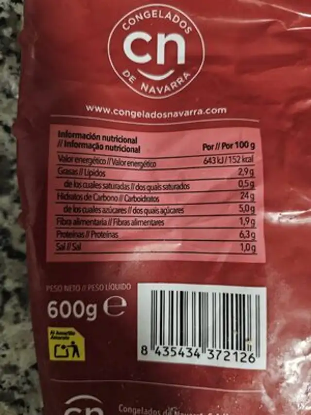 Gnocchi Con Verduras Y Pollo nutrition facts table