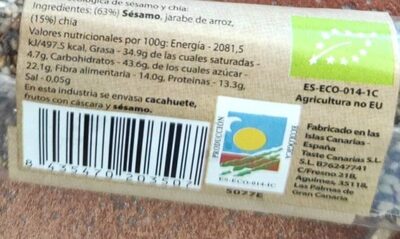 Sésamo Chía nutrition facts table