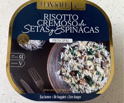 Risoto cremoso de setas y espinacas