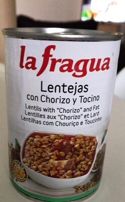 Lentejas con chorizo y tocino front packaging