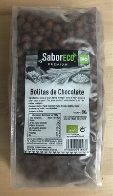 Bolitas de chocolate front packaging
