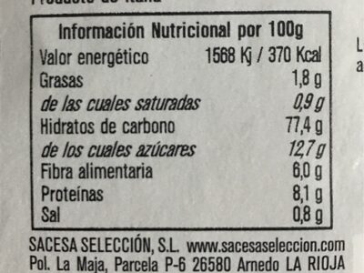 Bolitas de chocolate nutrition facts table