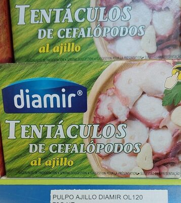 Tentáculos de cefalópodos al ajillo front packaging