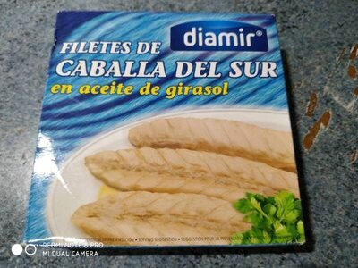 Filetes de caballa del Sur en aceite de girasol front packaging