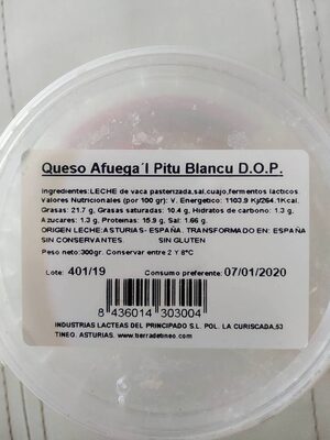 Unknown nutrition facts table