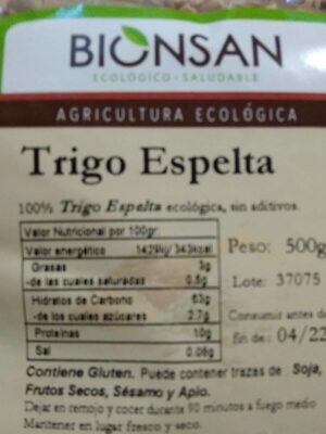 Trigo de espelta front packaging