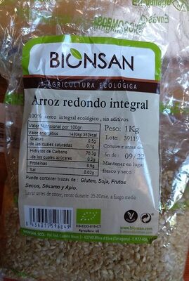 Arroz redondo integral front packaging