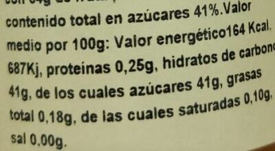 Mango Melmelada nutrition facts table