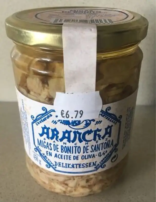 Migas de bonito de Santoña en aceite de oliva front packaging
