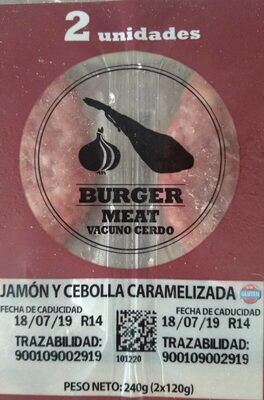 Burguer jamón y cebolla caramelizada front packaging