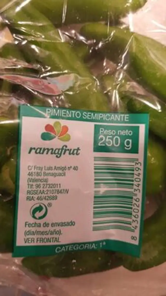 Pimiento semipicante nutrition facts table