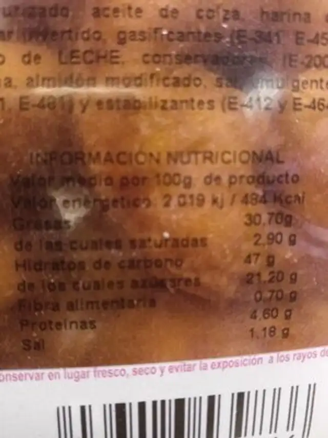 Bunyols emporda/ musfis nutrition facts table
