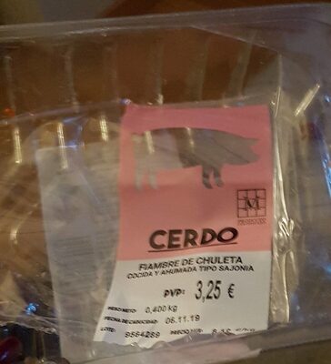 Fiambre de chuleta cocida y ahumada sajonia