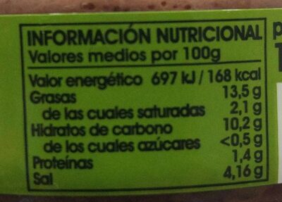 Olivad nutrition facts table