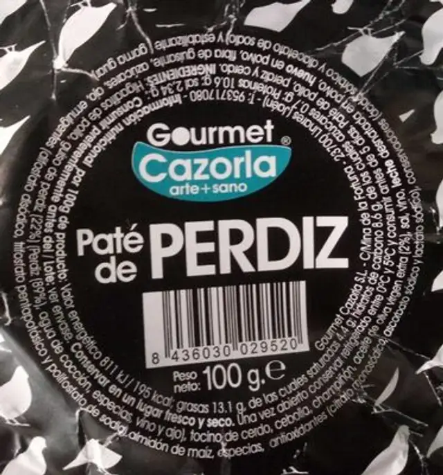 Paté de perdiz nutrition facts table