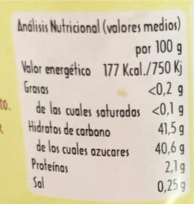 Mermelada de higo con chocolate nutrition facts table