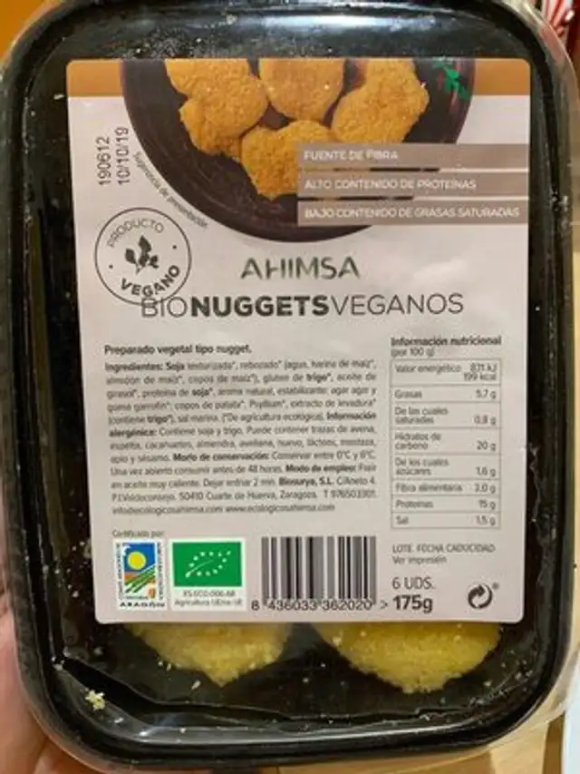 Bio nuggets veganos front packaging