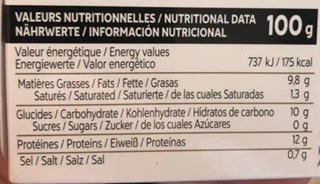 Petit calamar farci nutrition facts table