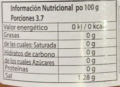 Salsa picante nutrition facts table