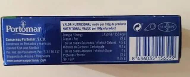 Atún claro nutrition facts table