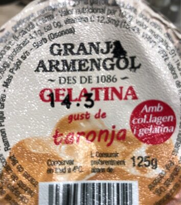 Gelatina naranja front packaging