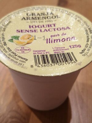 Yogurt sense lactosa de limón