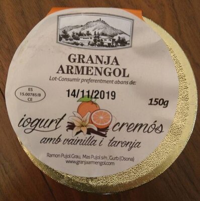 Iogurt amb vainilla i taronja front packaging