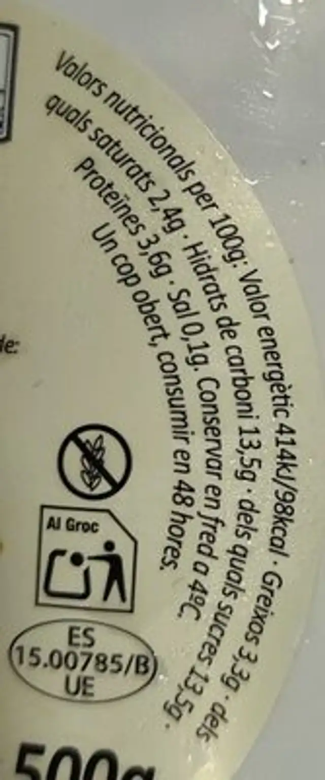 Quefir gust de llimona nutrition facts table