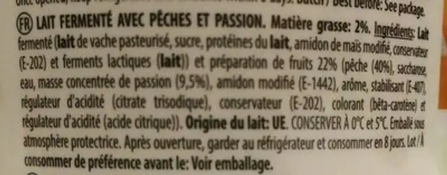 Cremos passion ingredients label