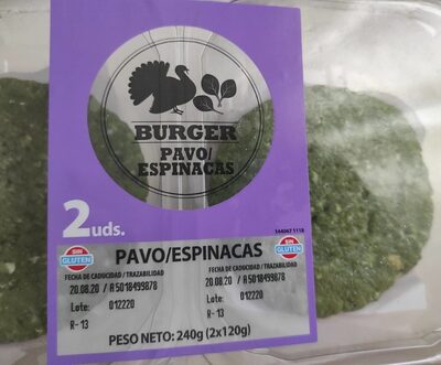 Burger pavo/espinacas