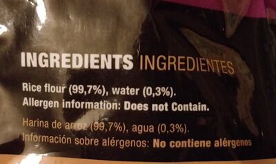Fideos de arroz ingredients label
