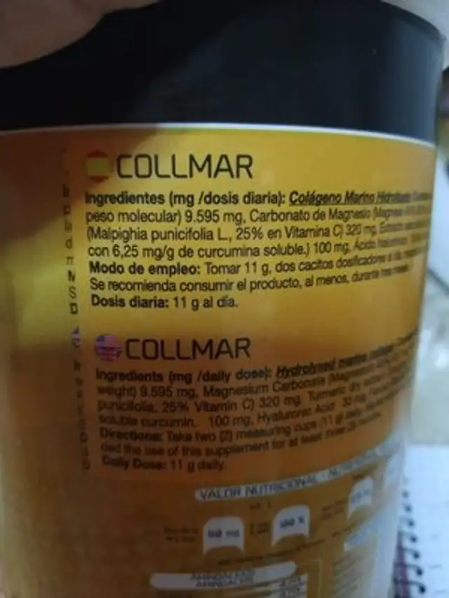 Collmar ingredients label