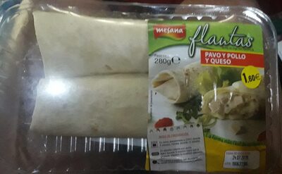 Flautas tortita de trigo con fiambre de pavo y pollo y queso