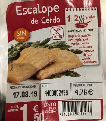 Escalope de cerdo empanado front packaging
