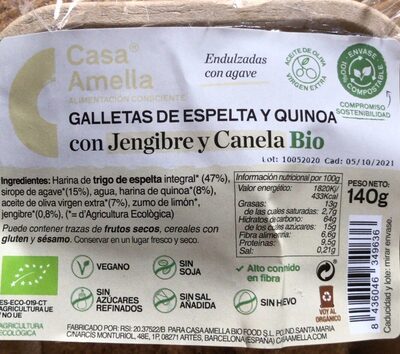 Galletas de espelta y quinoa con jengibre y canela