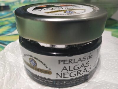 Perlas de algas negras front packaging