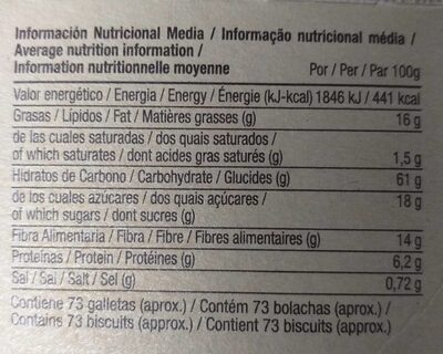 Marbú centeno nutrition facts table