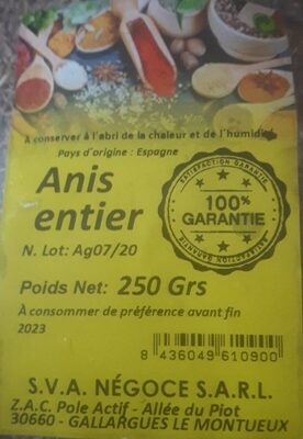 Anis  entier front packaging