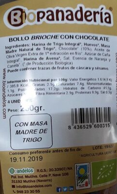 Bollo brioche con chocolate