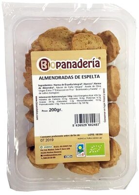 Almendradas de espelta front packaging