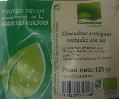 Almendras ecológicas tostadas con sal