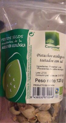 Pistachos ecologicos tostados con sal